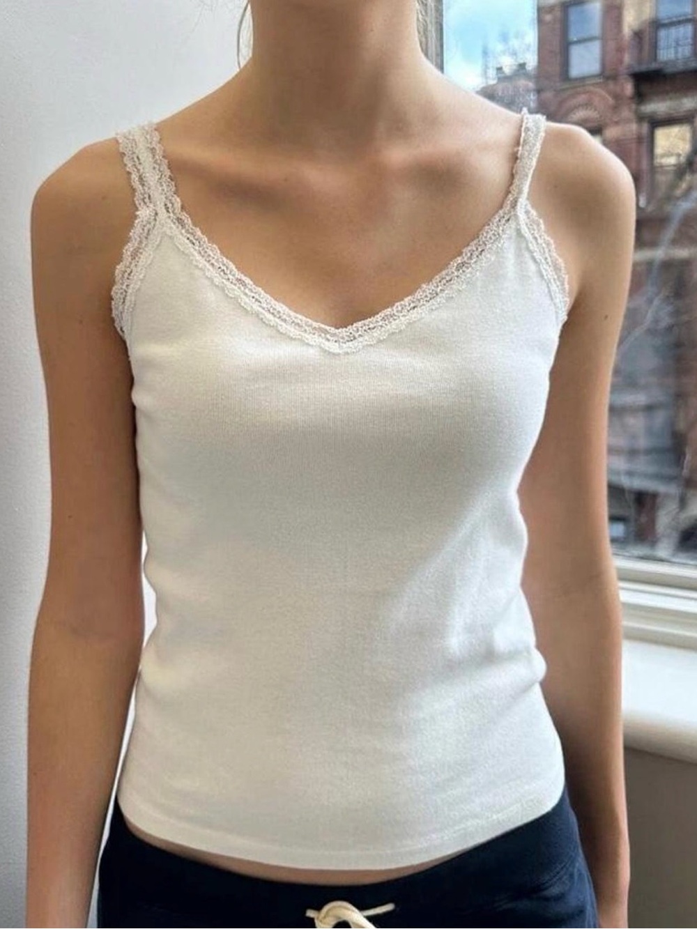 Brandy Melville White Lace Top